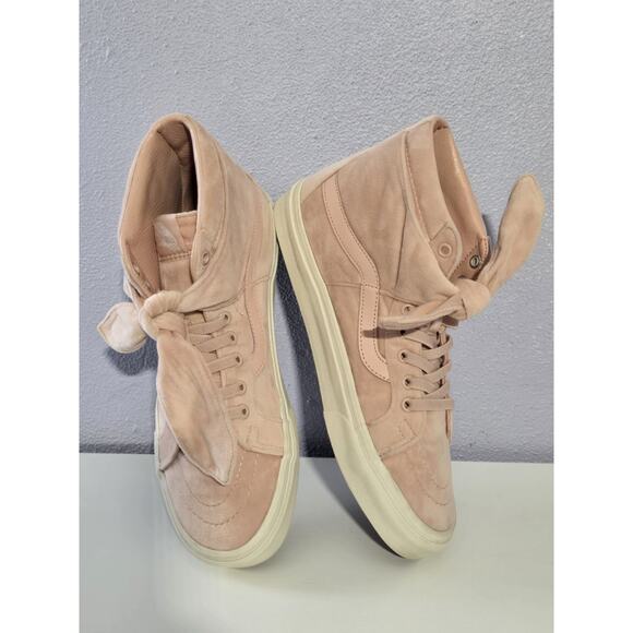 Vans Old Skool Pink Velvet Hi Top with Knotted Bow Men's 9.5 Women's 11 - Picture 12 of 12